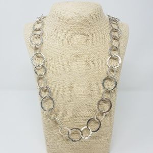 Vtg Boojee silver tone hoops statement necklace